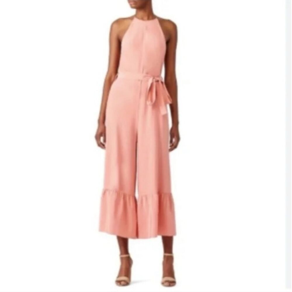 Tibi Silk Pink Ruffle Jumpsuit Size 6